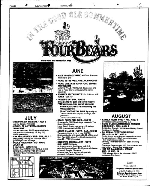Four Bears Water Park - Old Ad For The Park
